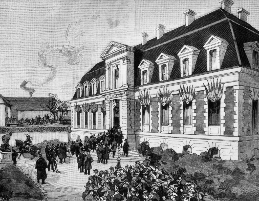 Inauguration de l'institut Pasteur le 14 novembre 1888 a Paris, gravure  ---  Opening of Pasteur institute in Paris on November 14, 1888, engraving