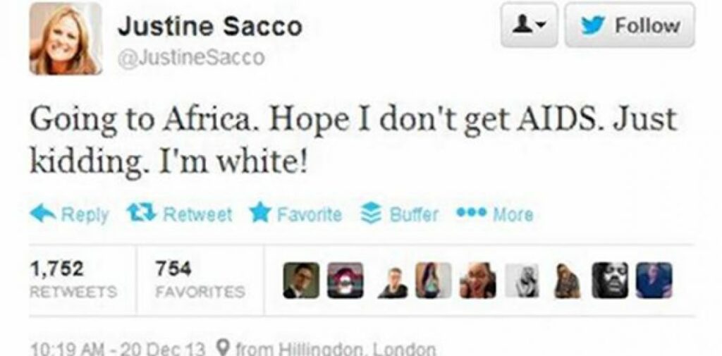 Le fameux tweet de Justine Sacco
