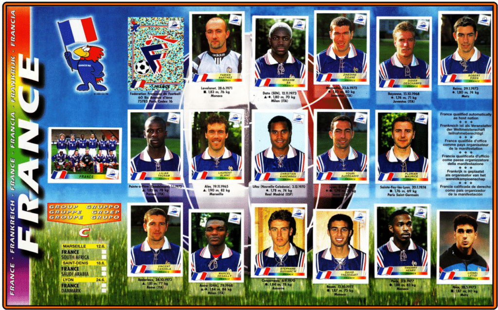 Equipe de France 98 dans un album Panini