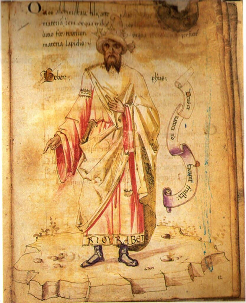 Jâbir ibn Hayyân, dit Geber, l'alchimiste arabe.