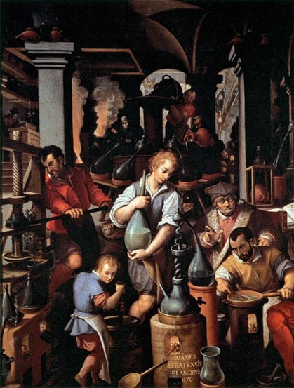 Jan van der Straet - Le laboratoire de l'alchimiste (1551)