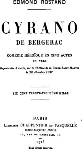 Monographie imprimée, Cyrano de Bergerac, 1926