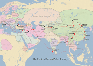 Trajet de Marco Polo lors de son odyssée vers la Chine, de 1260 à 1269
