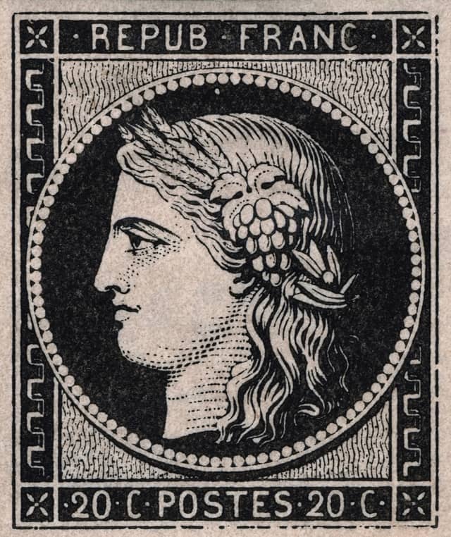 Le Cérès noir, premier timbre français