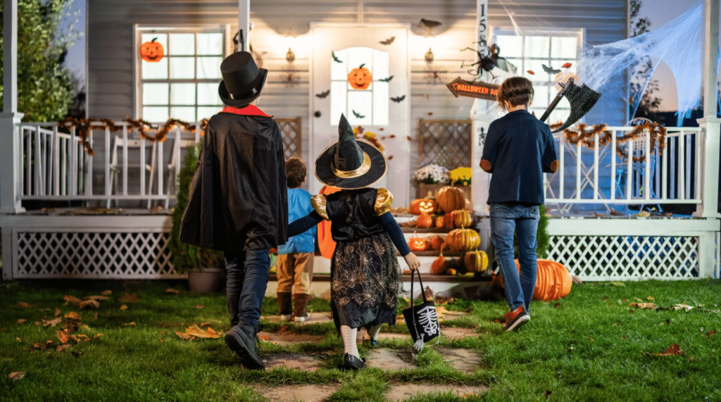 Enfants en quête de bonbons lors d'Halloween