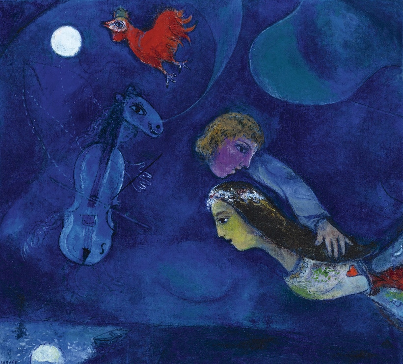 Coq rouge dans la nuit par Marc Chagall