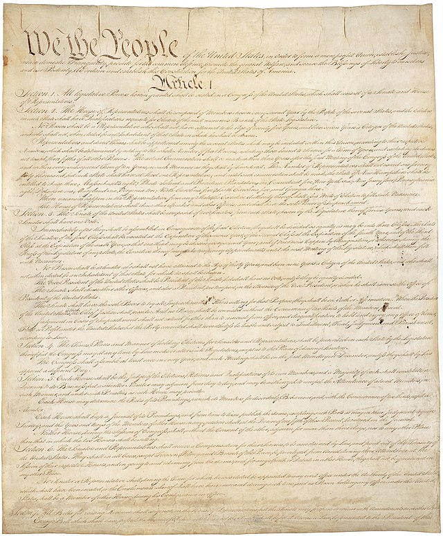 Première page de la Constitution américaine, ratifiée par la Géorgie le 2 janvier 1788