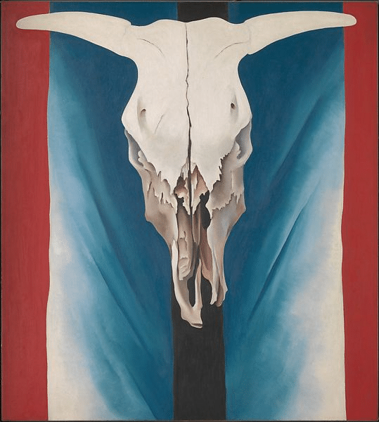 Crâne de vache : Rouge, blanc et bleu, Georgia O’Keefee, 1931 ©DR – Metropolitan Museum of Art
