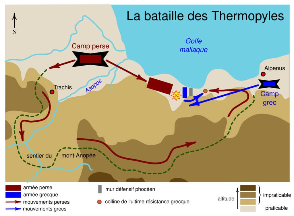 Plan de la bataille des Thermopyles