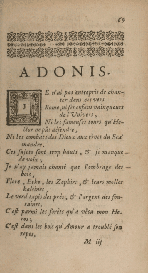 Extrait d'Adonis par Jean de La Fontaine