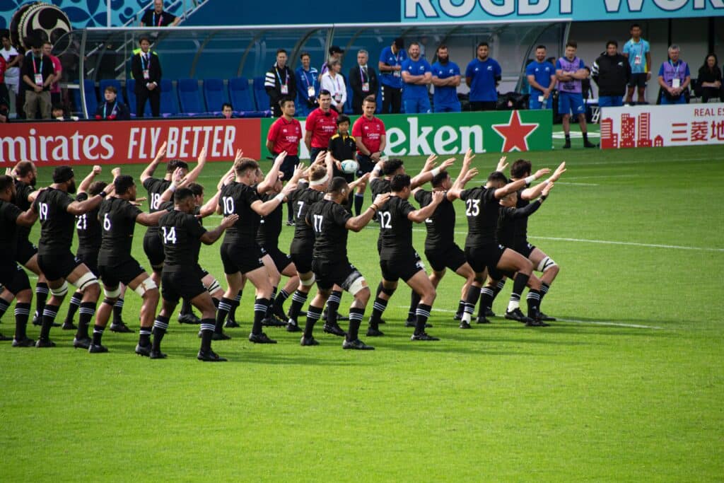 Le Haka des All Blacks avant un match de rugby international