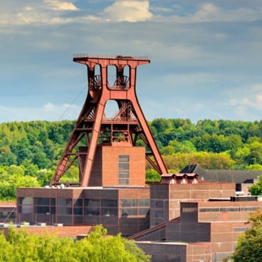 Patrimoine industriel allemand : Essen: Zeche Zollverein, UNESCO Welterbe, Doppelbock Förderturm, Route der Industriekultur ©DZT (Francesco Carovillano)