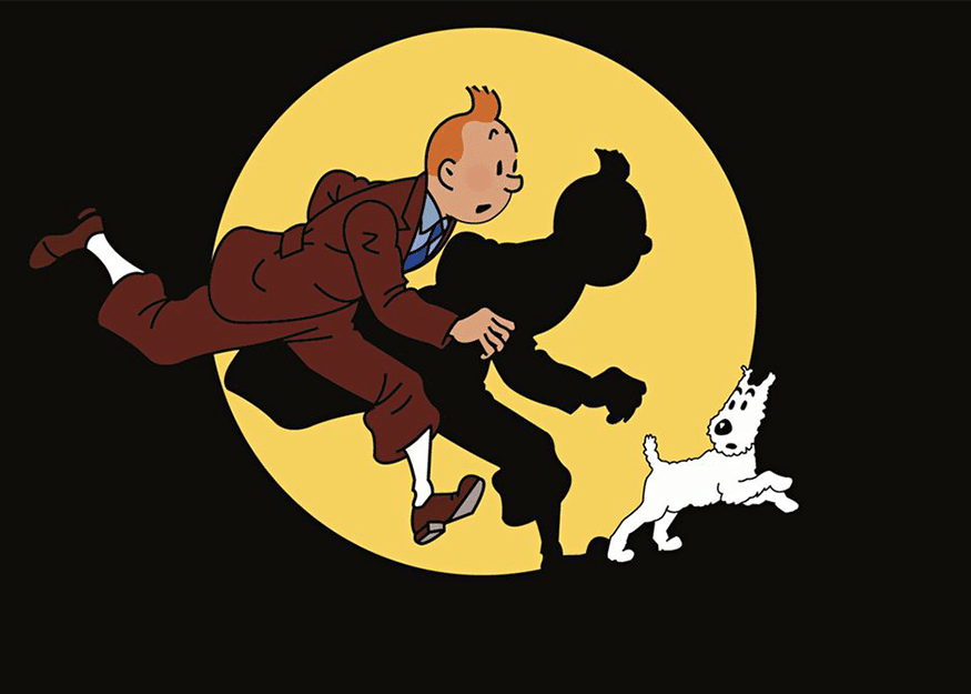 Tintin et son fidèle chien Milou / Image tirée du générique de la série télévisée Tintin