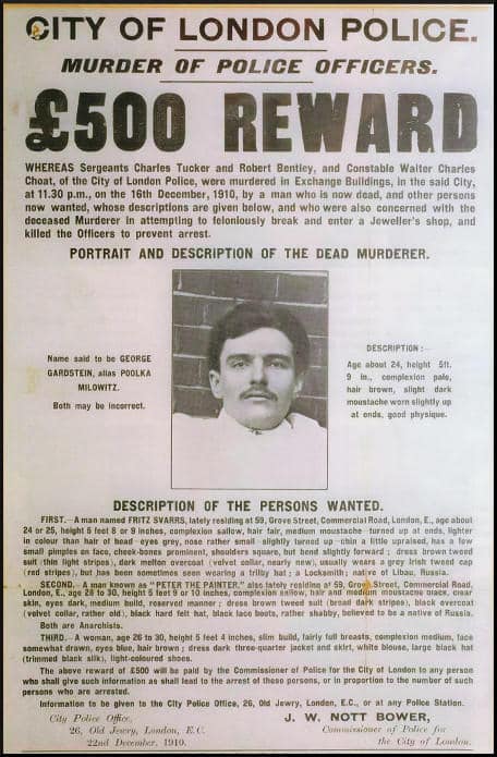 Affiche de récompense pour trouver les complices de George Gardstein