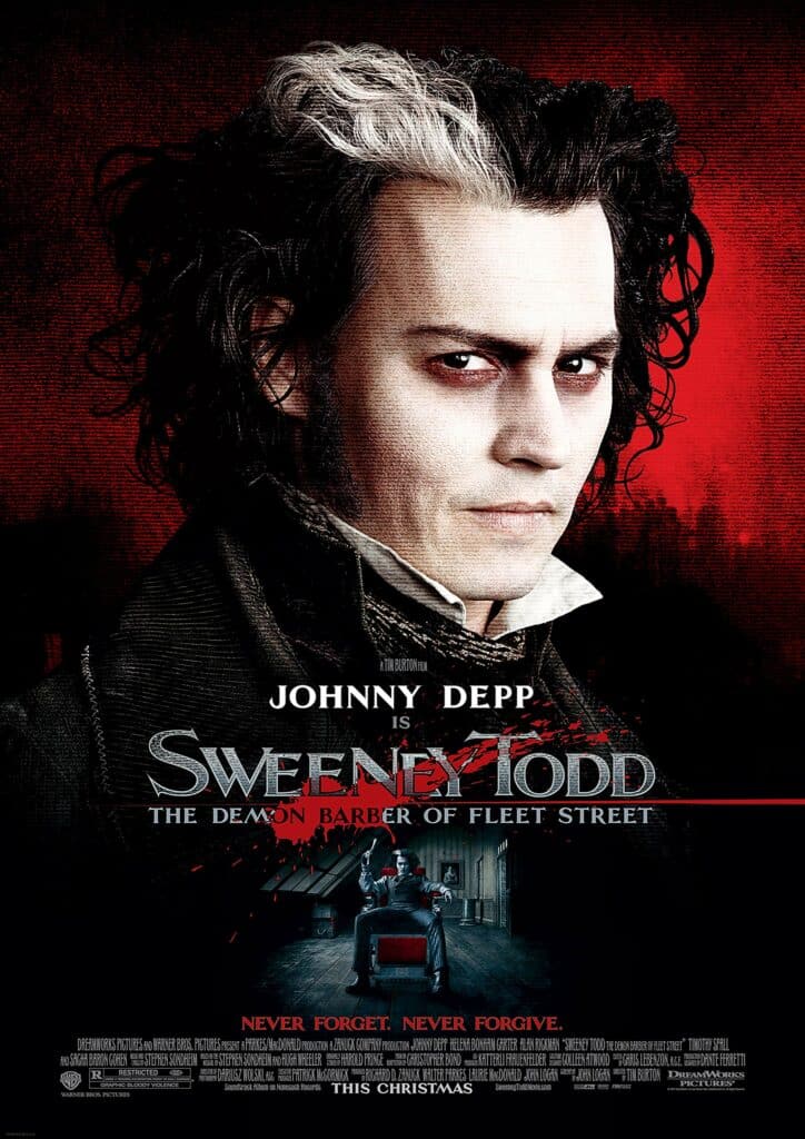 Affiche du film Sweeney Todd avec Johnny Depp dans le rôle principal