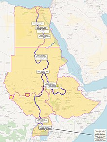 Carte du tracé du Nil
