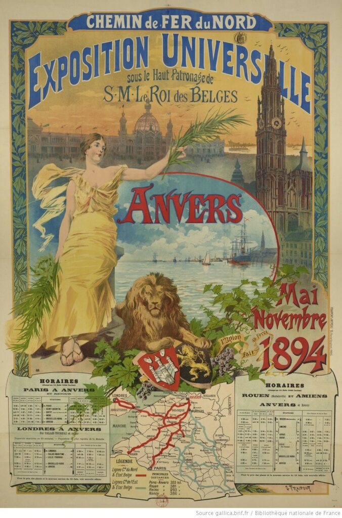 Affiche promotionnelle pour les Chemins de fer du Nord à l'occasion de l'exposition universelle d'Anvers de 1894